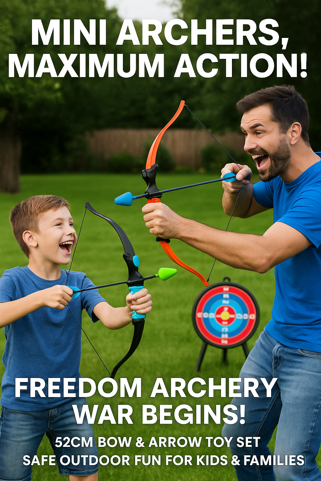 🎯 Mini Archers, Maximum Action!
This isn’t just a toy — it’s a backyard battle between champions!
🏹 Unleash the fun with our 52cm Bow & Arrow Toy Set!
Perfect for kids and families who want to ditch the screens and create epic memories outside.