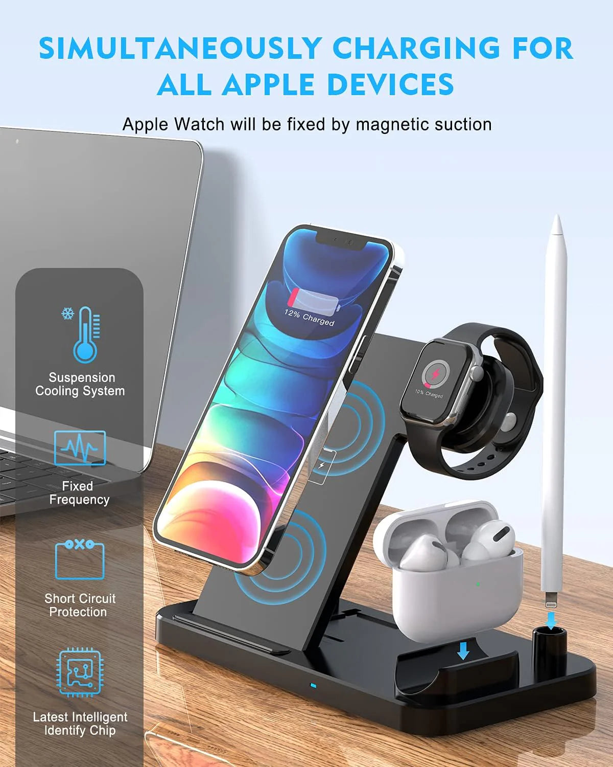 Wireless Charging Station - 4 in 1 Wireless Charger Charging Stand