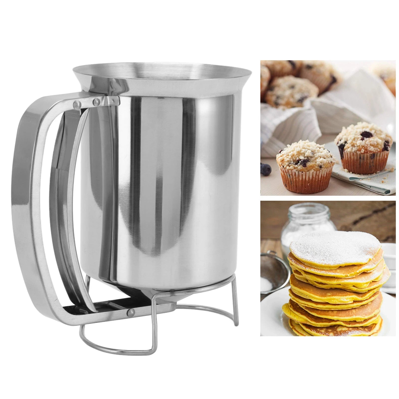 Batter Dispenser Pancake Dispenser Pancake Batter Dispenser Handheld Stainless Steel Pancake Pourer for Baking Cupcakes Muffins